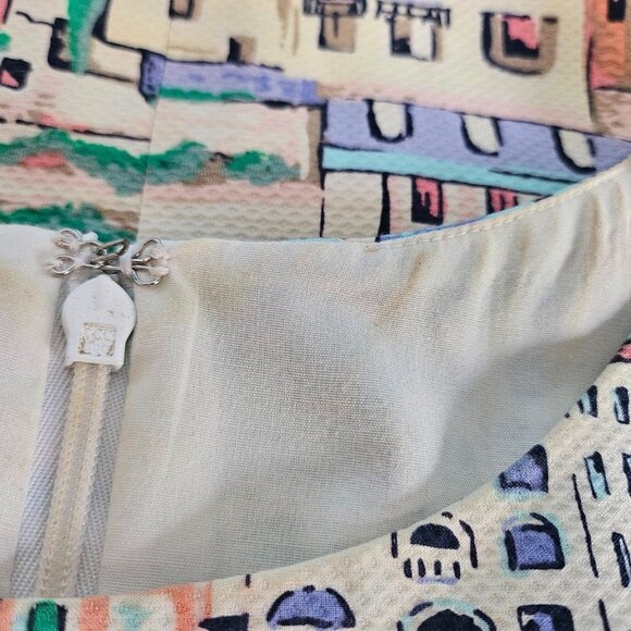 Talbots Sleeveless Shift Dress 10P Scenic Village Italy City Lined Prep Cruise - Picture 9 of 10